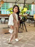 ست سه تکه شومیز و شلوار وست دخترانه کرپ مازراتی